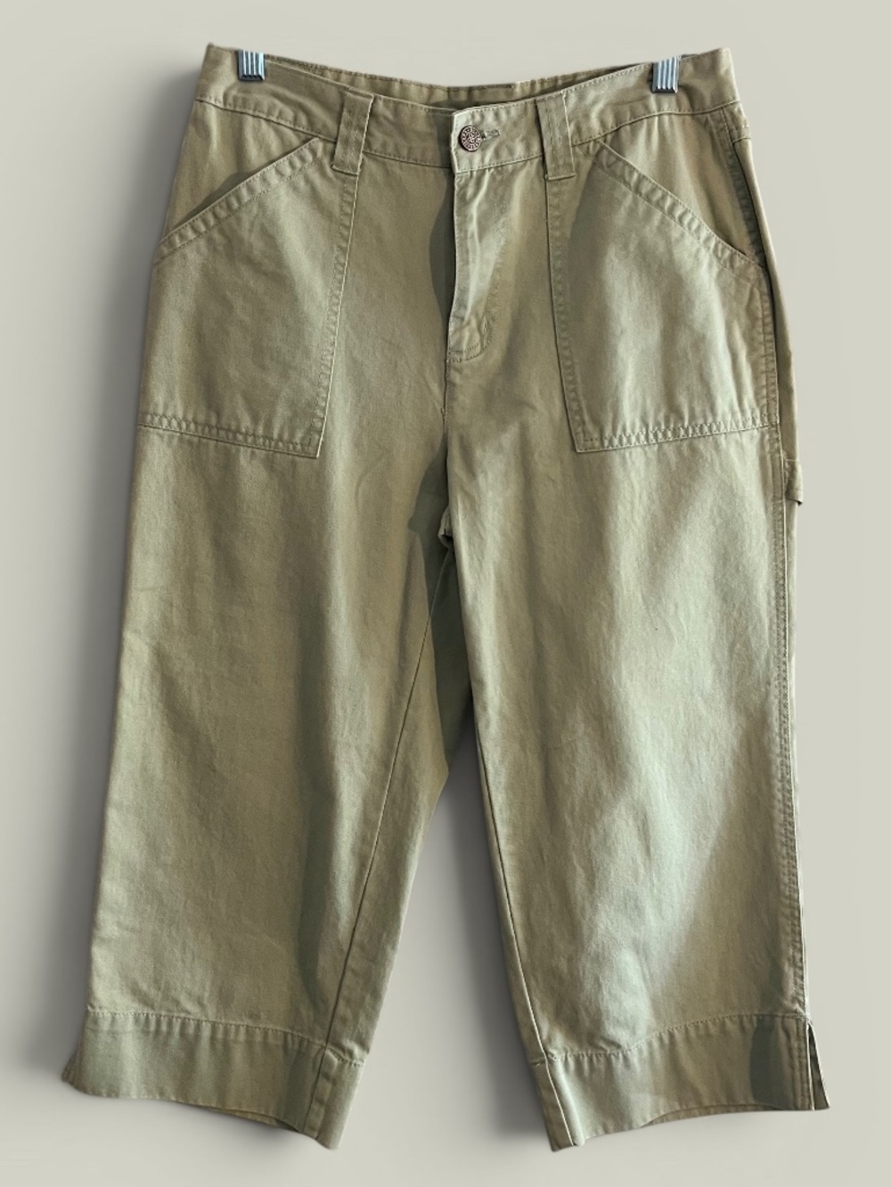 Vintage Y2K Bill Blass Sage Green Cropped Carpenter Utility Pants Size 6